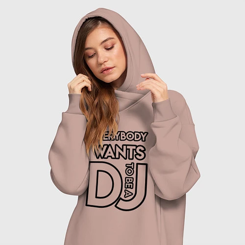 Женская толстовка-платье Everybody Wants to be a Dj / Пыльно-розовый – фото 3