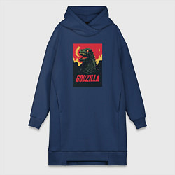 Женское худи-платье Godzilla, цвет: тёмно-синий