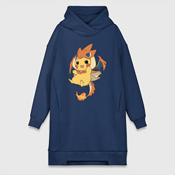 Женское худи-платье Покемон ПИКАЧУ, цвет: тёмно-синий