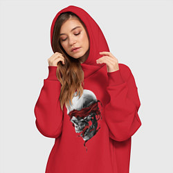 Женское худи-платье Череп Skull, цвет: красный — фото 2
