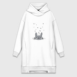 Женское худи-платье Любопытный Тоторо и Сажа, цвет: белый