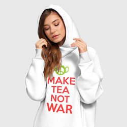 Женское худи-платье Make tea not war, цвет: белый — фото 2