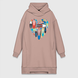 Женское худи-платье Sup serfing love, цвет: пыльно-розовый