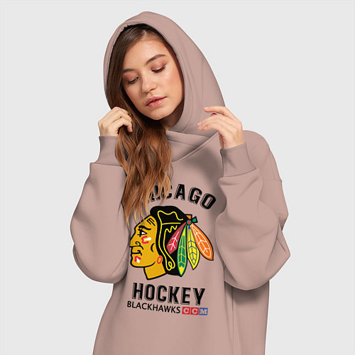 Женская толстовка-платье CHICAGO BLACKHAWKS NHL / Пыльно-розовый – фото 3