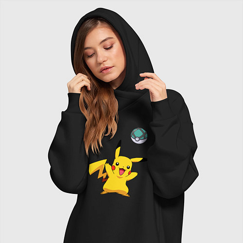 Женская толстовка-платье Pokemon pikachu 1 / Черный – фото 3