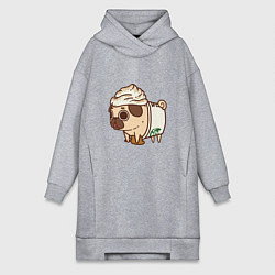 Женское худи-платье Сладкий мопс, цвет: меланж