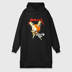 Женское худи-платье Metallica - оранжевый череп, цвет: черный