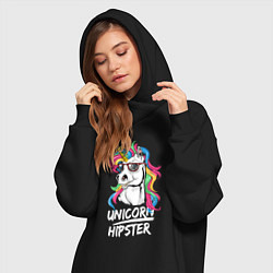 Женское худи-платье Unicorn hipster, цвет: черный — фото 2