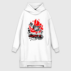 Женское худи-платье CYBERPUNK 2077 SAMURAI, цвет: белый
