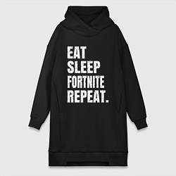 Женское худи-платье EAT SLEEP FORTNITE REPEAT, цвет: черный