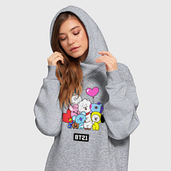 Женское худи-платье BT21, цвет: меланж — фото 2