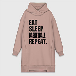 Женское худи-платье EAT SLEEP BASKETBALL REPEAT, цвет: пыльно-розовый