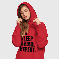 Женское худи-платье EAT SLEEP BASKETBALL REPEAT, цвет: красный — фото 2