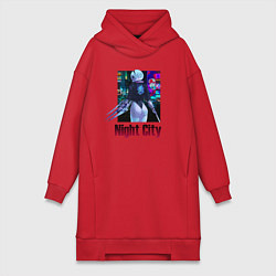 Женское худи-платье Night City Nier: automata, цвет: красный