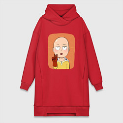Женское худи-платье Сайтама One Punch Man, цвет: красный