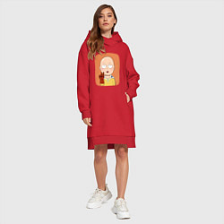 Женское худи-платье Сайтама One Punch Man, цвет: красный — фото 2