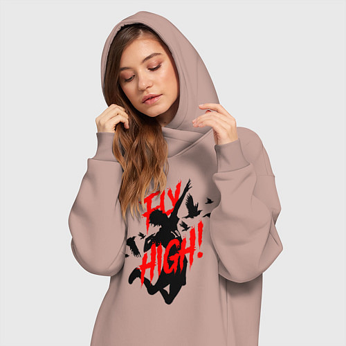 Женская толстовка-платье FLY HIGH! ВОЛЕЙБОЛ / Пыльно-розовый – фото 3