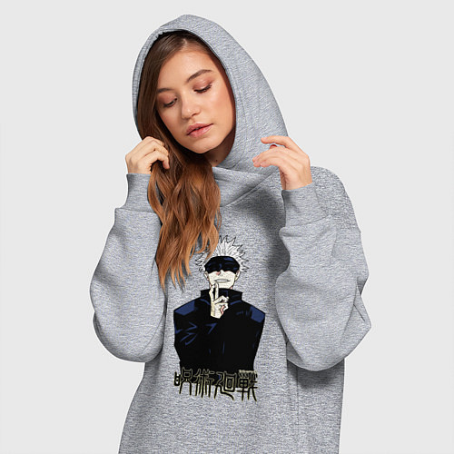 Женская толстовка-платье Jujutsu Kaisen - Satoru Gojou / Меланж – фото 3