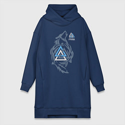 Женское худи-платье Волк Фенрир, цвет: тёмно-синий