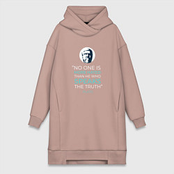 Женское худи-платье Философ Платон цитата, цвет: пыльно-розовый