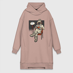 Женское худи-платье Читающий книгу водолаз, цвет: пыльно-розовый