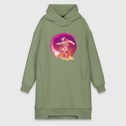 Женская толстовка-платье Космический серфинг