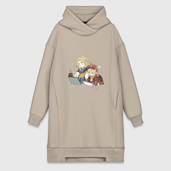 Женское худи-платье Альбедо и Кли, цвет: миндальный