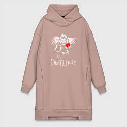 Женское худи-платье DEATH NOTE ТЕТРАДЬ СМЕРТИ, цвет: пыльно-розовый