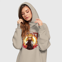 Женское худи-платье Огненный Столп Kimetsu no Yaiba, цвет: миндальный — фото 2