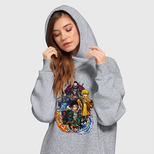 Женская толстовка-платье КЛИНОК, РАССЕКАЮЩИЙ ДЕМОНОВ / Меланж – фото 3