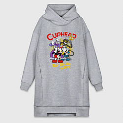 Женское худи-платье Cuphead, главные герои, цвет: меланж