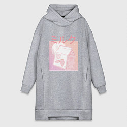 Женское худи-платье Vaporwave Strawberry Milk, цвет: меланж