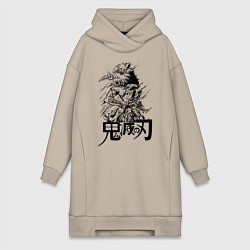 Женское худи-платье Иноске Хашибира Kimetsu no Yaiba, цвет: миндальный