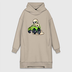 Женская толстовка-платье Мультяшный гонщик на джипе