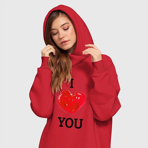 Женская толстовка-платье I LOVE YOU HEART Z / Красный – фото 3