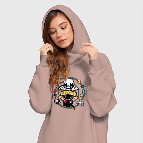 Женская толстовка-платье THE BINDING OF ISAAC WHO AM I / Пыльно-розовый – фото 3