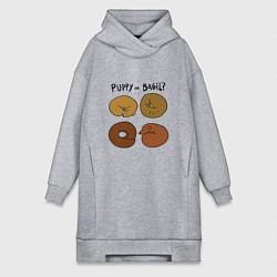 Женское худи-платье Puppy or Bagel Щенок или Бейгл, цвет: меланж