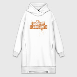 Женское худи-платье Five Finger Death Punch Skull, цвет: белый