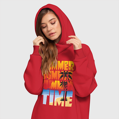 Женская толстовка-платье SUMMER TIME / Красный – фото 3