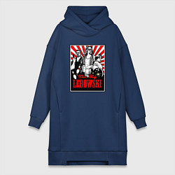 Женское худи-платье Большой Лебовский, цвет: тёмно-синий