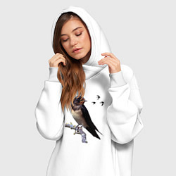 Женское худи-платье Деревенская ласточка, цвет: белый — фото 2