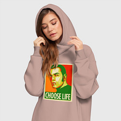 Женское худи-платье На Игле - Выбери Жизнь, цвет: пыльно-розовый — фото 2
