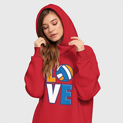 Женское худи-платье Love Volleyball, цвет: красный — фото 2