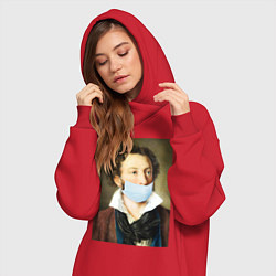 Женское худи-платье Пушкин в маске, цвет: красный — фото 2