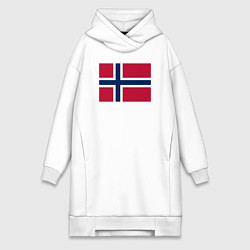 Женское худи-платье Норвегия Флаг Норвегии, цвет: белый