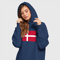 Женское худи-платье Дания Флаг Дании, цвет: тёмно-синий — фото 2