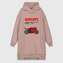 Женское худи-платье DUCATI ДУКАТИ MOTOSPORT, цвет: пыльно-розовый