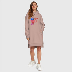 Женское худи-платье Шерегеш брызги, цвет: пыльно-розовый — фото 2