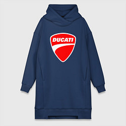 Женское худи-платье DUCATI ДУКАТИ ЭМБЛЕМА, цвет: тёмно-синий