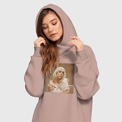 Женское худи-платье Billie Eillish HappierThanEver, цвет: пыльно-розовый — фото 2